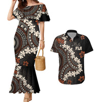 Bula Fiji Women's Day Couples Matching Mermaid Dress and Hawaiian Shirt Classic Masi Tapa LT7 Brown - Polynesian Pride