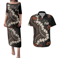 Bula Fiji Women's Day Couples Matching Puletasi and Hawaiian Shirt Classic Masi Tapa LT7 Brown - Polynesian Pride