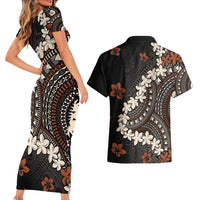 Bula Fiji Women's Day Couples Matching Short Sleeve Bodycon Dress and Hawaiian Shirt Classic Masi Tapa LT7 - Polynesian Pride
