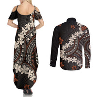 Bula Fiji Women's Day Couples Matching Summer Maxi Dress and Long Sleeve Button Shirt Classic Masi Tapa LT7 - Polynesian Pride