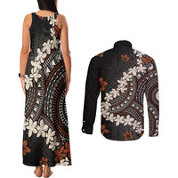 Bula Fiji Women's Day Couples Matching Tank Maxi Dress and Long Sleeve Button Shirt Classic Masi Tapa LT7 - Polynesian Pride