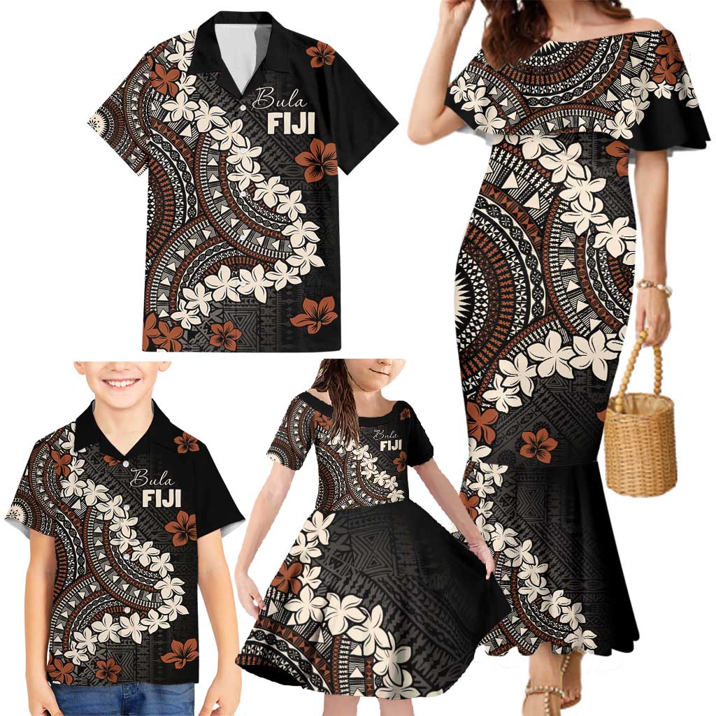 Bula Fiji Women's Day Family Matching Mermaid Dress and Hawaiian Shirt Classic Masi Tapa LT7 - Polynesian Pride