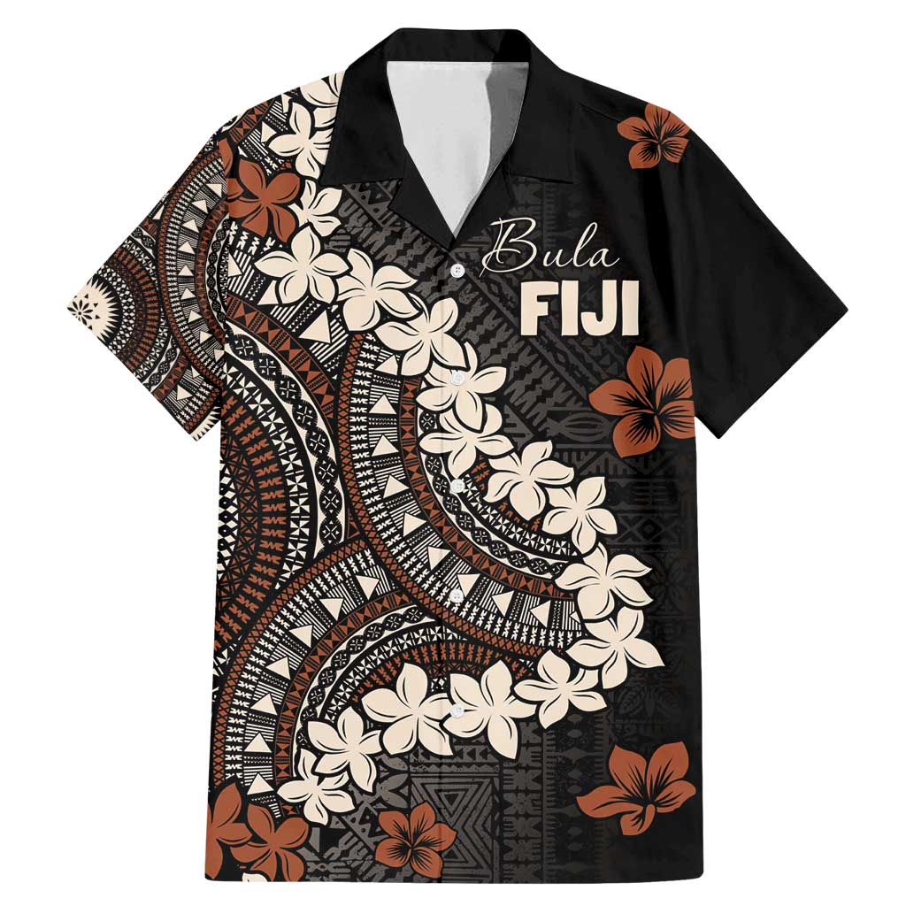 Bula Fiji Women's Day Family Matching Mermaid Dress and Hawaiian Shirt Classic Masi Tapa LT7 Dad's Shirt - Short Sleeve Brown - Polynesian Pride