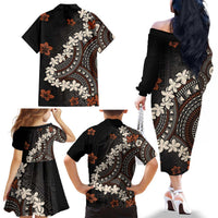 Bula Fiji Women's Day Family Matching Off The Shoulder Long Sleeve Dress and Hawaiian Shirt Classic Masi Tapa LT7 - Polynesian Pride