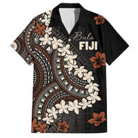 Bula Fiji Women's Day Family Matching Off The Shoulder Long Sleeve Dress and Hawaiian Shirt Classic Masi Tapa LT7 Dad's Shirt - Short Sleeve Brown - Polynesian Pride
