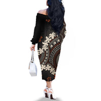 Bula Fiji Women's Day Family Matching Off The Shoulder Long Sleeve Dress and Hawaiian Shirt Classic Masi Tapa LT7 - Polynesian Pride
