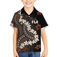 Bula Fiji Women's Day Family Matching Off The Shoulder Long Sleeve Dress and Hawaiian Shirt Classic Masi Tapa LT7 Son's Shirt Brown - Polynesian Pride