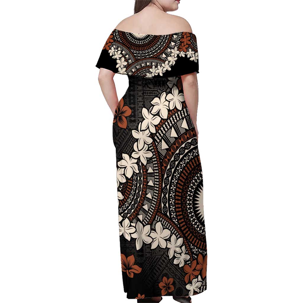 Bula Fiji Women's Day Family Matching Off Shoulder Maxi Dress and Hawaiian Shirt Classic Masi Tapa LT7 - Polynesian Pride
