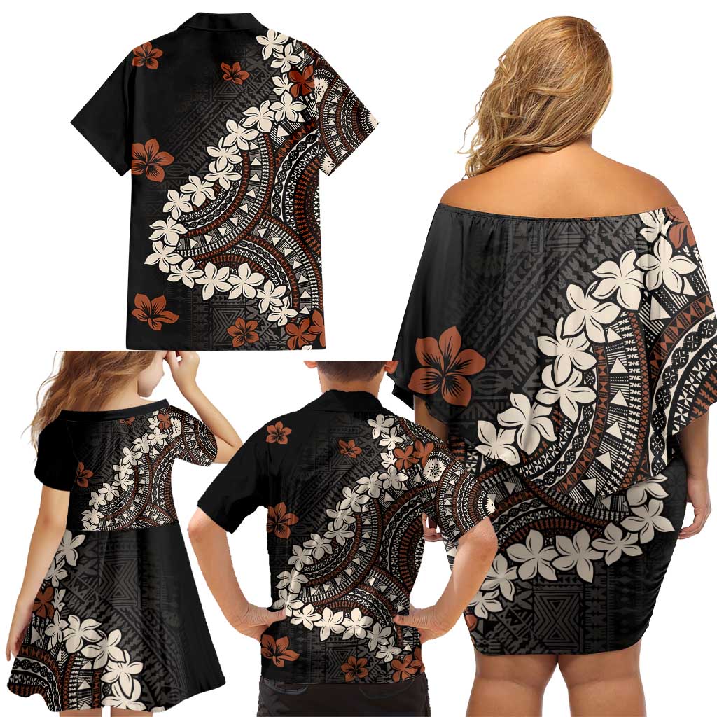Bula Fiji Women's Day Family Matching Off Shoulder Short Dress and Hawaiian Shirt Classic Masi Tapa LT7 - Polynesian Pride