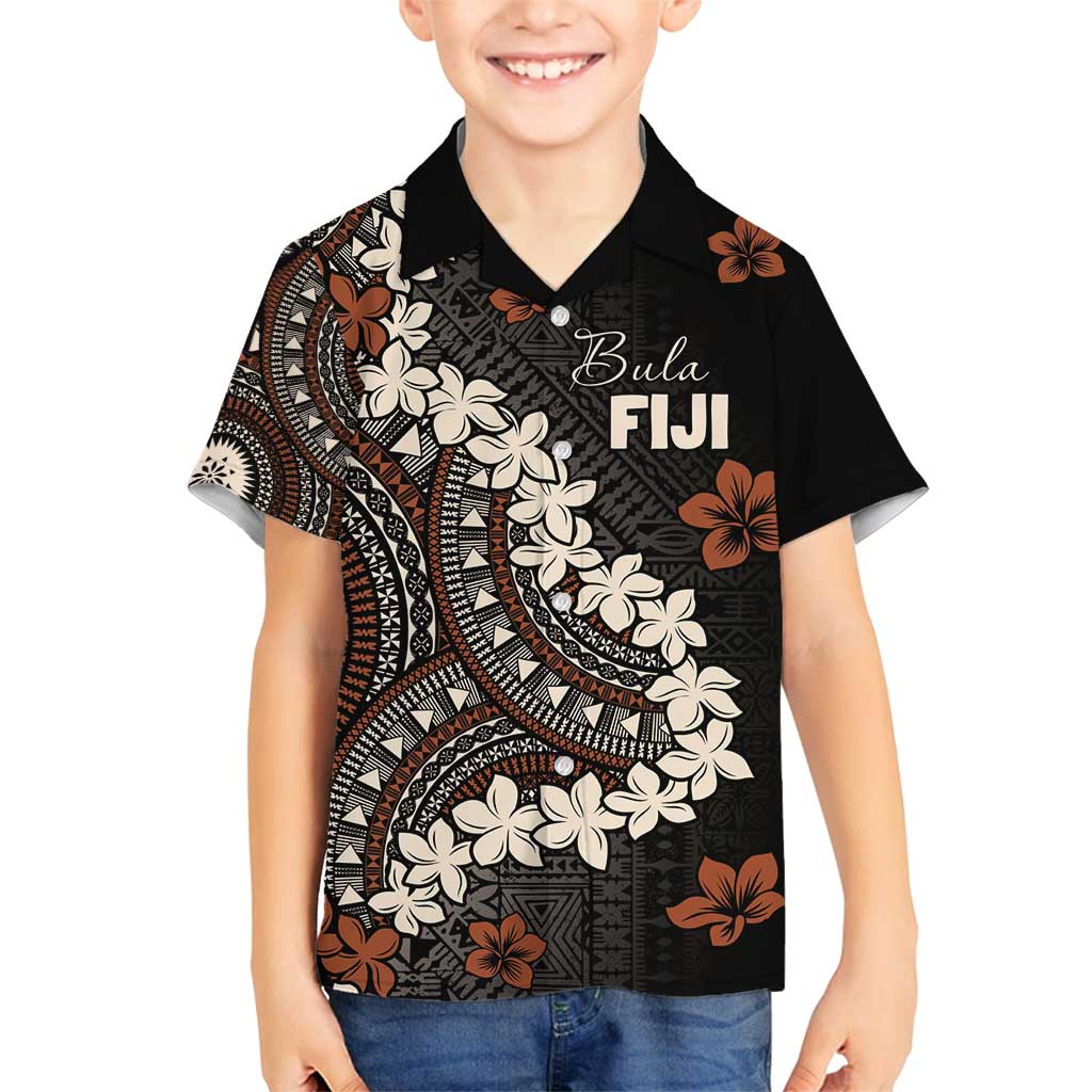 Bula Fiji Women's Day Family Matching Off Shoulder Short Dress and Hawaiian Shirt Classic Masi Tapa LT7 Son's Shirt Brown - Polynesian Pride