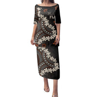 Bula Fiji Women's Day Family Matching Puletasi and Hawaiian Shirt Classic Masi Tapa LT7 Mom's Dress Brown - Polynesian Pride