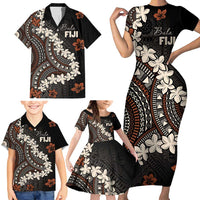 Bula Fiji Women's Day Family Matching Short Sleeve Bodycon Dress and Hawaiian Shirt Classic Masi Tapa LT7 - Polynesian Pride