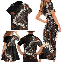 Bula Fiji Women's Day Family Matching Short Sleeve Bodycon Dress and Hawaiian Shirt Classic Masi Tapa LT7 - Polynesian Pride