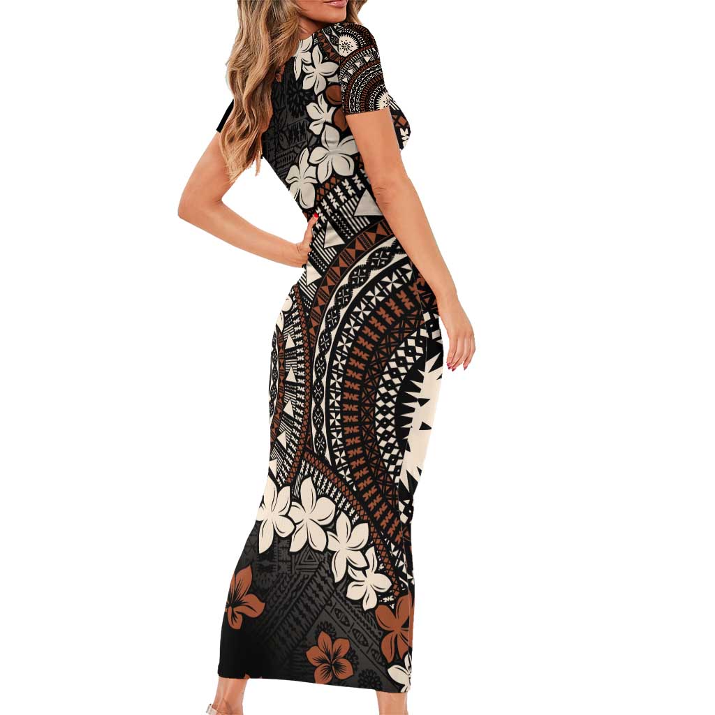 Bula Fiji Women's Day Family Matching Short Sleeve Bodycon Dress and Hawaiian Shirt Classic Masi Tapa LT7 - Polynesian Pride