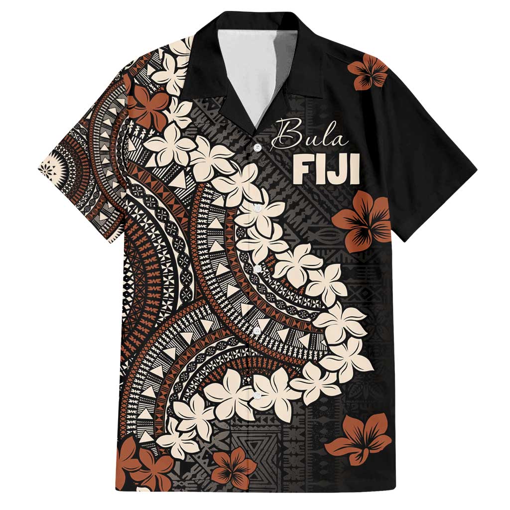 Bula Fiji Women's Day Family Matching Summer Maxi Dress and Hawaiian Shirt Classic Masi Tapa LT7 Dad's Shirt - Short Sleeve Brown - Polynesian Pride