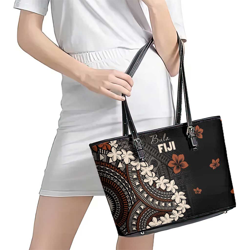 Bula Fiji Women's Day Leather Tote Bag Classic Masi Tapa