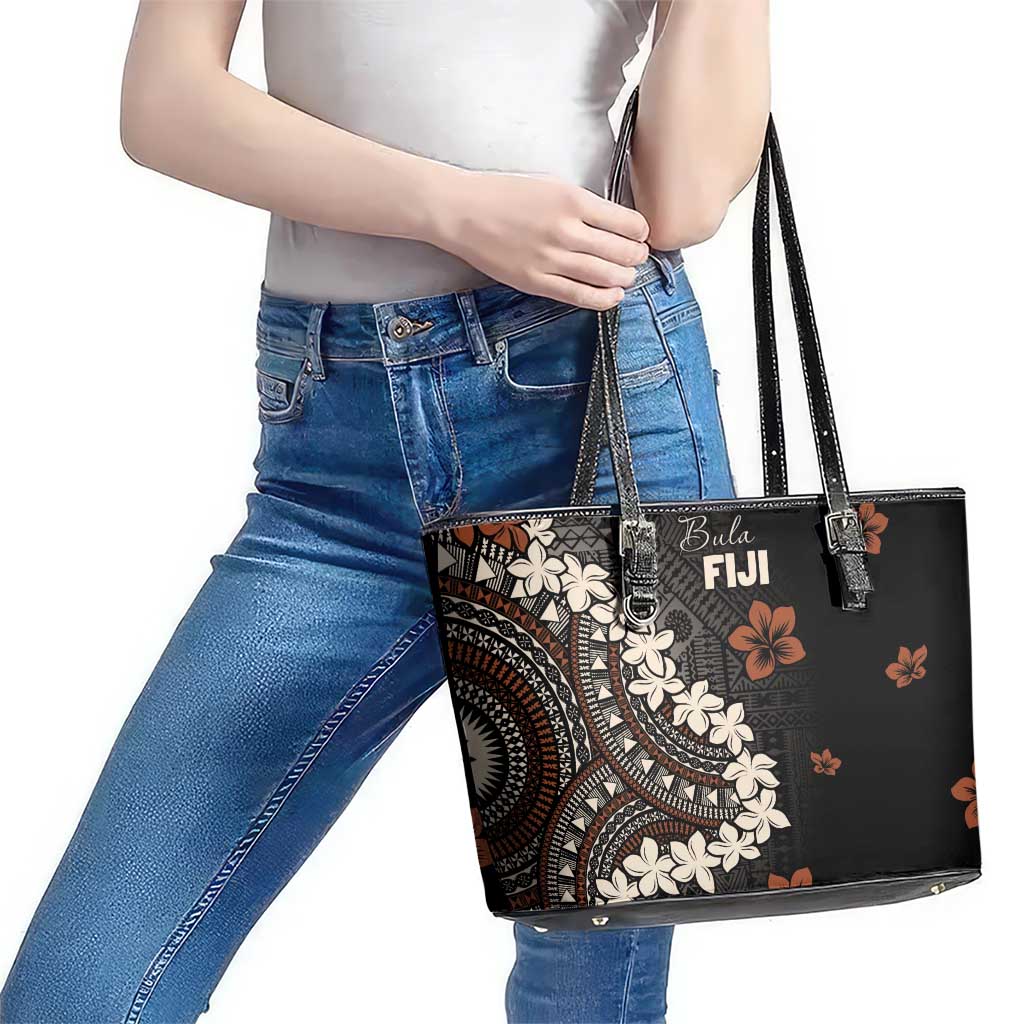 Bula Fiji Women's Day Leather Tote Bag Classic Masi Tapa