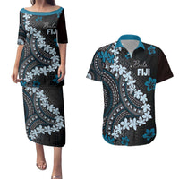Bula Fiji Women's Day Couples Matching Puletasi and Hawaiian Shirt Indigo Masi Tapa LT7 Indigo - Polynesian Pride