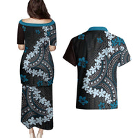 Bula Fiji Women's Day Couples Matching Puletasi and Hawaiian Shirt Indigo Masi Tapa LT7 - Polynesian Pride