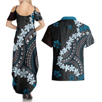 Bula Fiji Women's Day Couples Matching Summer Maxi Dress and Hawaiian Shirt Indigo Masi Tapa LT7 - Polynesian Pride