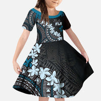Bula Fiji Women's Day Family Matching Long Sleeve Bodycon Dress and Hawaiian Shirt Indigo Masi Tapa LT7 Daughter's Dress Indigo - Polynesian Pride