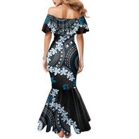 Bula Fiji Women's Day Family Matching Mermaid Dress and Hawaiian Shirt Indigo Masi Tapa LT7 - Polynesian Pride