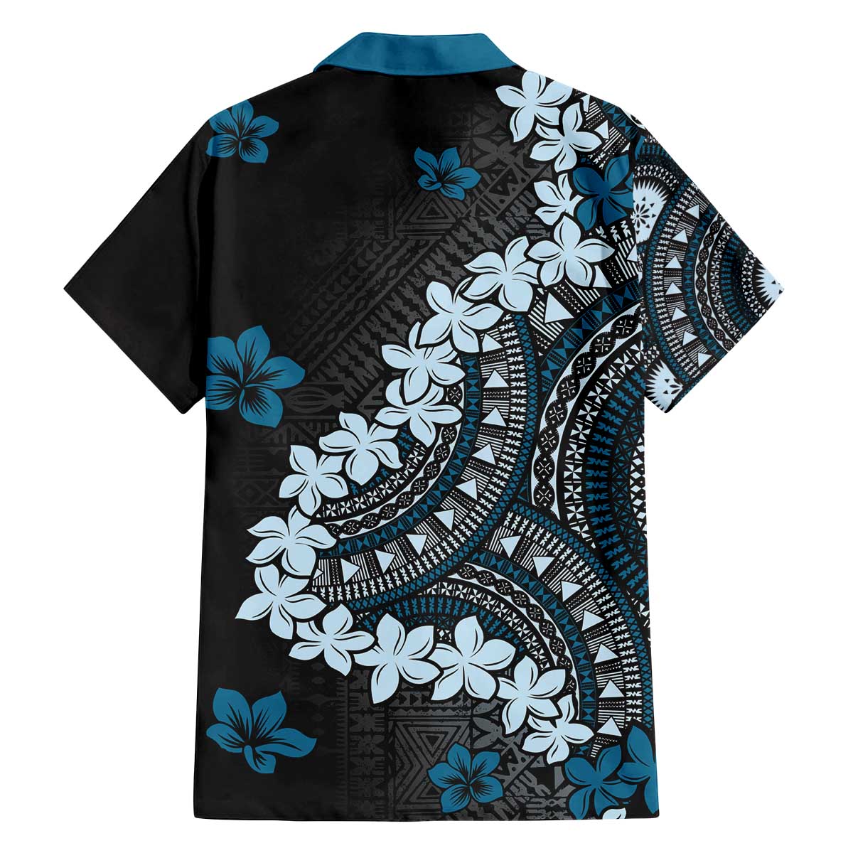 Bula Fiji Women's Day Family Matching Off The Shoulder Long Sleeve Dress and Hawaiian Shirt Indigo Masi Tapa LT7 - Polynesian Pride