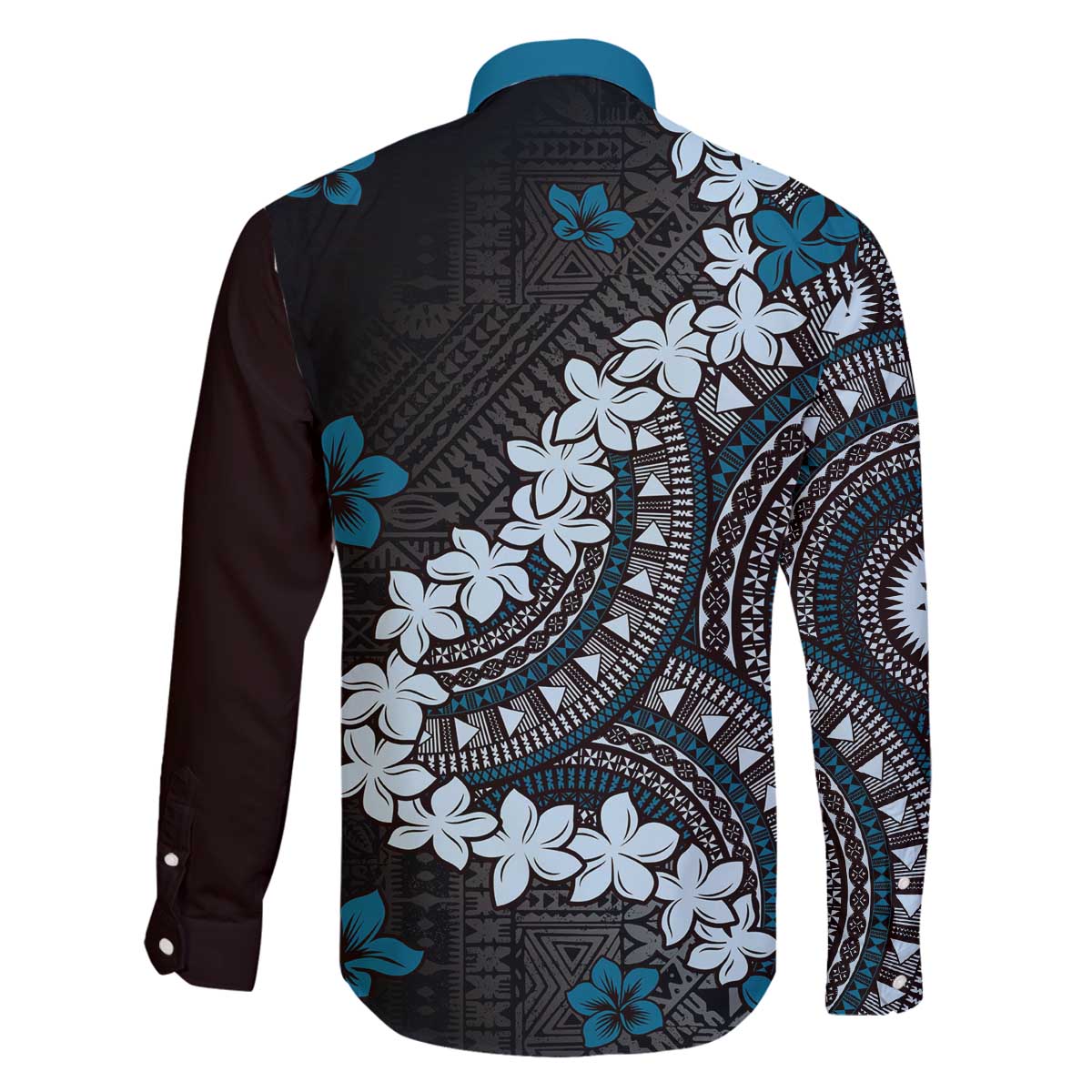 Bula Fiji Women's Day Family Matching Off The Shoulder Long Sleeve Dress and Hawaiian Shirt Indigo Masi Tapa LT7 - Polynesian Pride