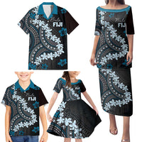 Bula Fiji Women's Day Family Matching Puletasi and Hawaiian Shirt Indigo Masi Tapa LT7 - Polynesian Pride