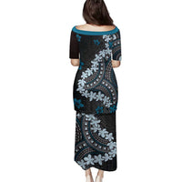 Bula Fiji Women's Day Family Matching Puletasi and Hawaiian Shirt Indigo Masi Tapa LT7 - Polynesian Pride