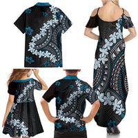Bula Fiji Women's Day Family Matching Summer Maxi Dress and Hawaiian Shirt Indigo Masi Tapa LT7 - Polynesian Pride