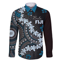 Bula Fiji Women's Day Family Matching Summer Maxi Dress and Hawaiian Shirt Indigo Masi Tapa LT7 Dad's Shirt - Long Sleeve Indigo - Polynesian Pride