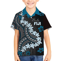 Bula Fiji Women's Day Family Matching Tank Maxi Dress and Hawaiian Shirt Indigo Masi Tapa LT7 Son's Shirt Indigo - Polynesian Pride
