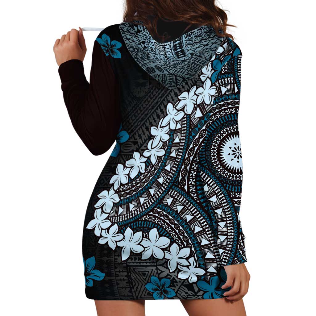 Bula Fiji Women's Day Hoodie Dress Indigo Masi Tapa LT7 - Polynesian Pride