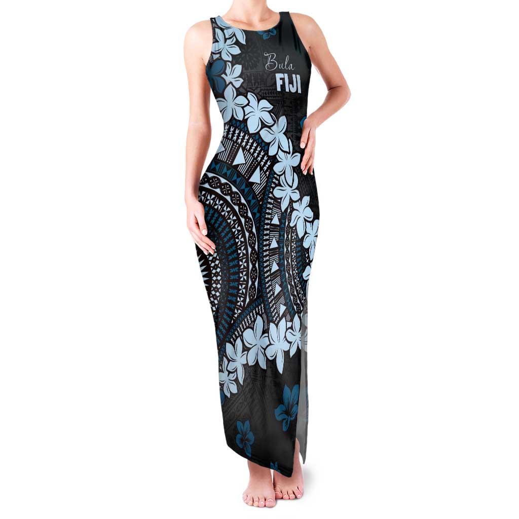 Bula Fiji Women's Day Tank Maxi Dress Indigo Masi Tapa