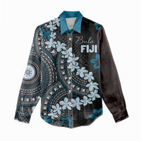 Bula Fiji Women's Day Women Casual Shirt Indigo Masi Tapa LT7 - Polynesian Pride