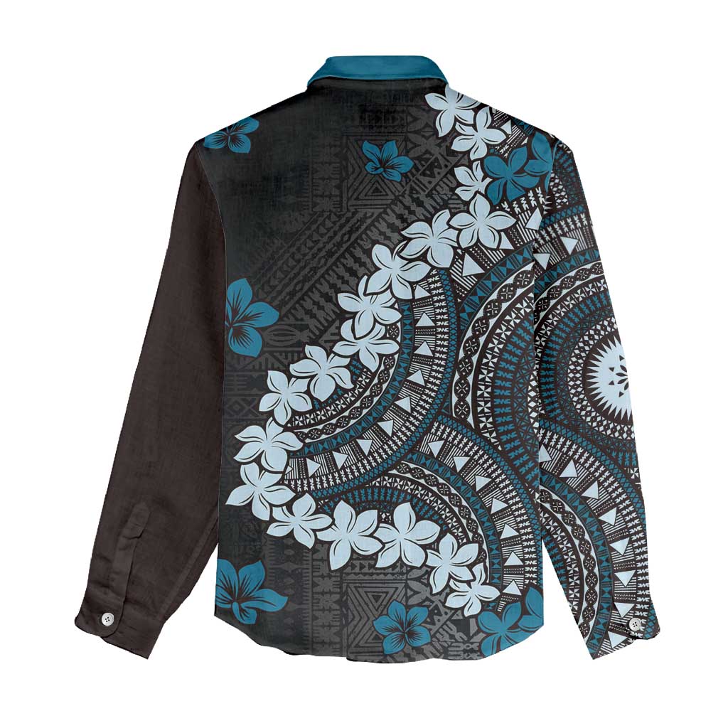 Bula Fiji Women's Day Women Casual Shirt Indigo Masi Tapa LT7 - Polynesian Pride