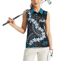 Bula Fiji Women's Day Women Sleeveless Polo Shirt Indigo Masi Tapa LT7 - Polynesian Pride