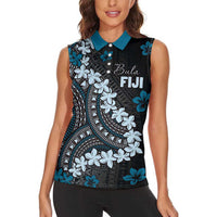 Bula Fiji Women's Day Women Sleeveless Polo Shirt Indigo Masi Tapa LT7 - Polynesian Pride