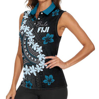 Bula Fiji Women's Day Women Sleeveless Polo Shirt Indigo Masi Tapa LT7 - Polynesian Pride