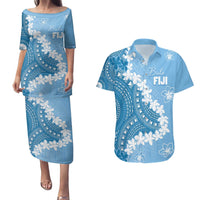 Bula Fiji Women's Day Couples Matching Puletasi and Hawaiian Shirt Turquoise Masi Tapa LT7 Turquoise - Polynesian Pride