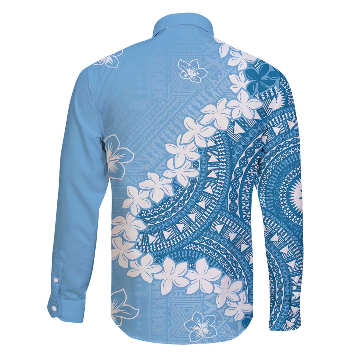 Bula Fiji Women's Day Family Matching Off The Shoulder Long Sleeve Dress and Hawaiian Shirt Turquoise Masi Tapa LT7 - Polynesian Pride