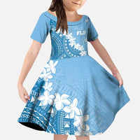 Bula Fiji Women's Day Family Matching Off Shoulder Maxi Dress and Hawaiian Shirt Turquoise Masi Tapa LT7 Daughter's Dress Turquoise - Polynesian Pride