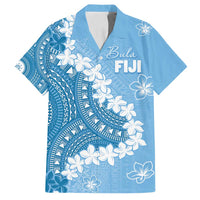 Bula Fiji Women's Day Family Matching Off Shoulder Maxi Dress and Hawaiian Shirt Turquoise Masi Tapa LT7 Dad's Shirt - Short Sleeve Turquoise - Polynesian Pride