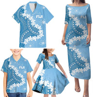Bula Fiji Women's Day Family Matching Puletasi and Hawaiian Shirt Turquoise Masi Tapa LT7 - Polynesian Pride