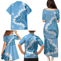 Bula Fiji Women's Day Family Matching Puletasi and Hawaiian Shirt Turquoise Masi Tapa LT7 - Polynesian Pride