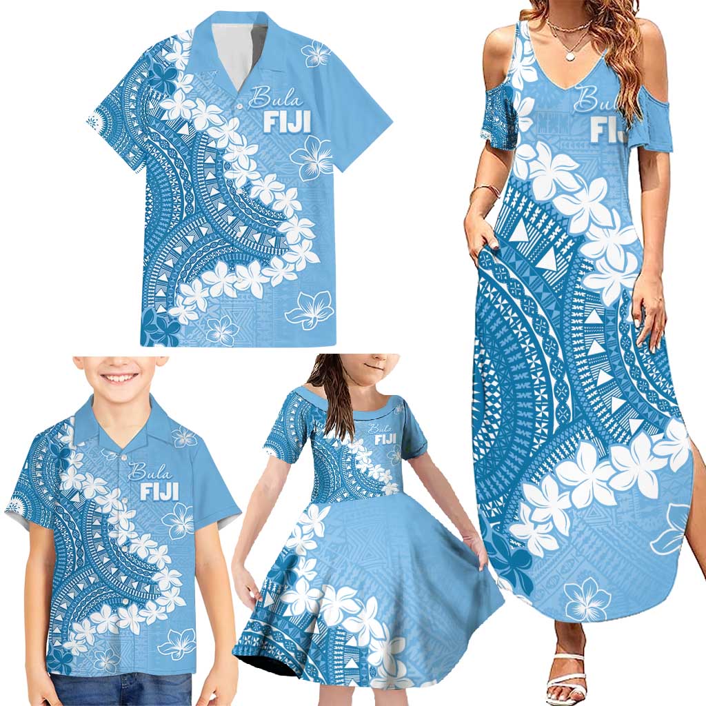Bula Fiji Women's Day Family Matching Summer Maxi Dress and Hawaiian Shirt Turquoise Masi Tapa LT7 - Polynesian Pride