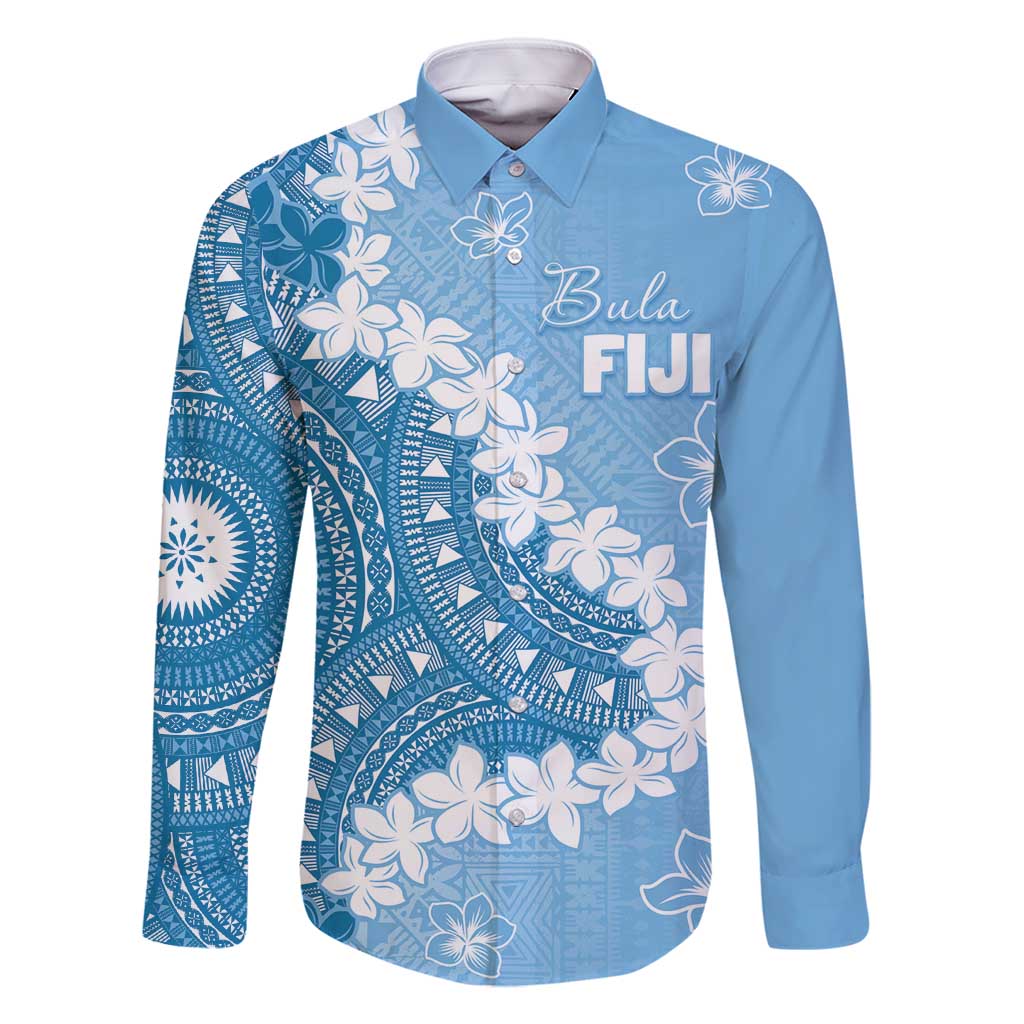 Bula Fiji Women's Day Family Matching Summer Maxi Dress and Hawaiian Shirt Turquoise Masi Tapa LT7 Dad's Shirt - Long Sleeve Turquoise - Polynesian Pride