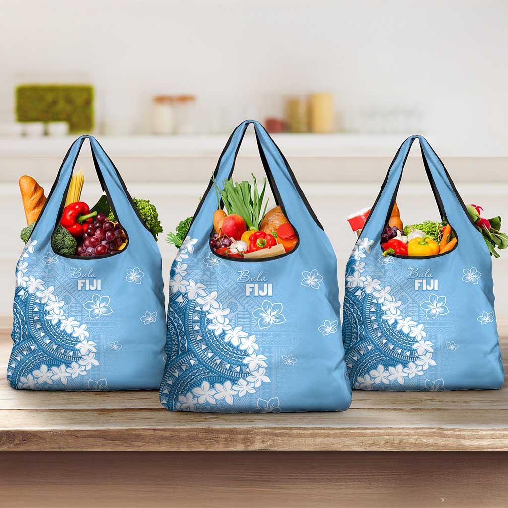 Bula Fiji Women's Day Grocery Bag Turquoise Masi Tapa LT7