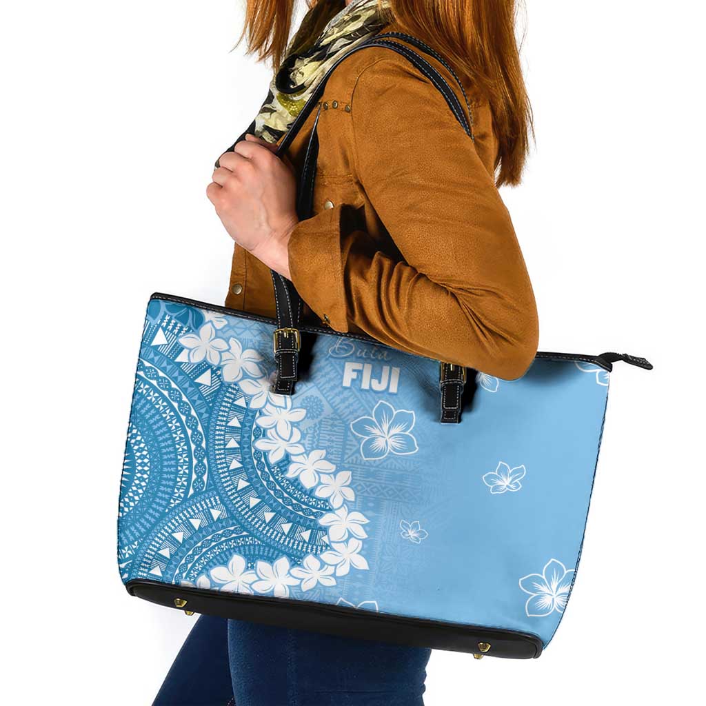 Bula Fiji Women's Day Leather Tote Bag Turquoise Masi Tapa LT7 Turquoise - Polynesian Pride